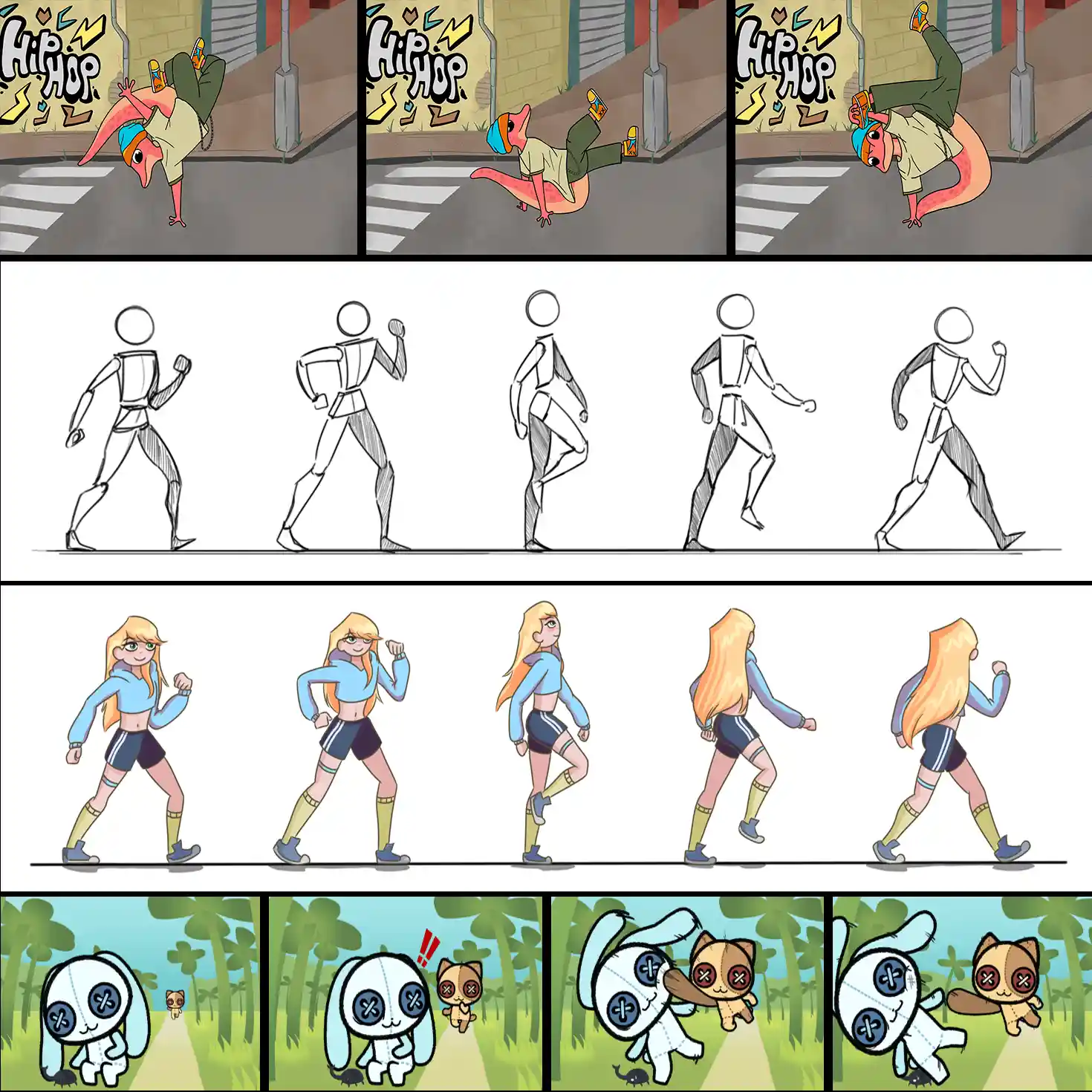 a series of sequence drawing for character animation models as they move which is a service provided by Astrix Visual which is a visual animation studio based in Singapore, but they provide their services worldwide
